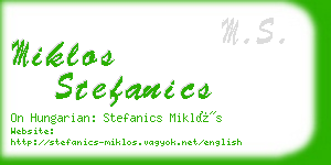 miklos stefanics business card